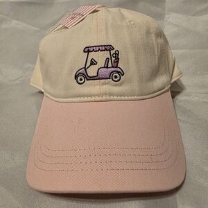 Fraiser Sterling Sport Pink and Cream Cap with Embroidered Golf Cart